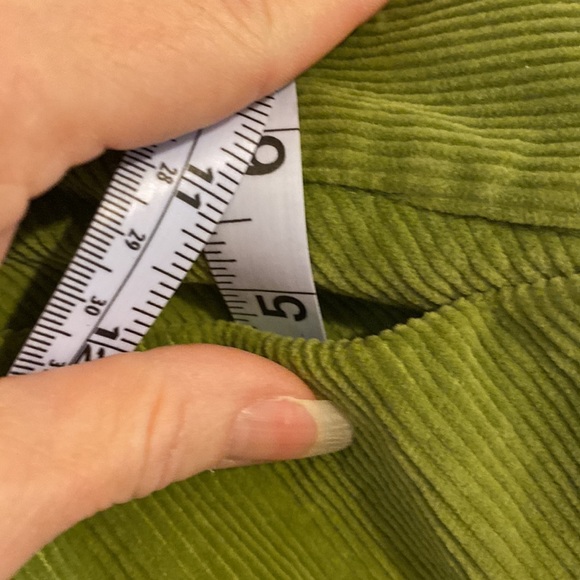 Talbots Petites Cord Stretch corduroy green skirt zip button 2 pockets wale 2 - Picture 9 of 11